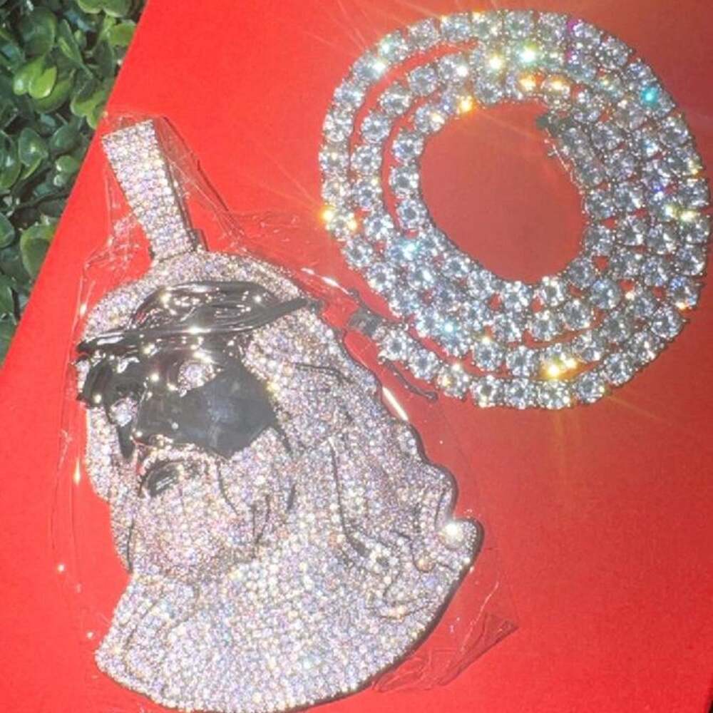 Iced Out Silver Jesus Pendant 2447
